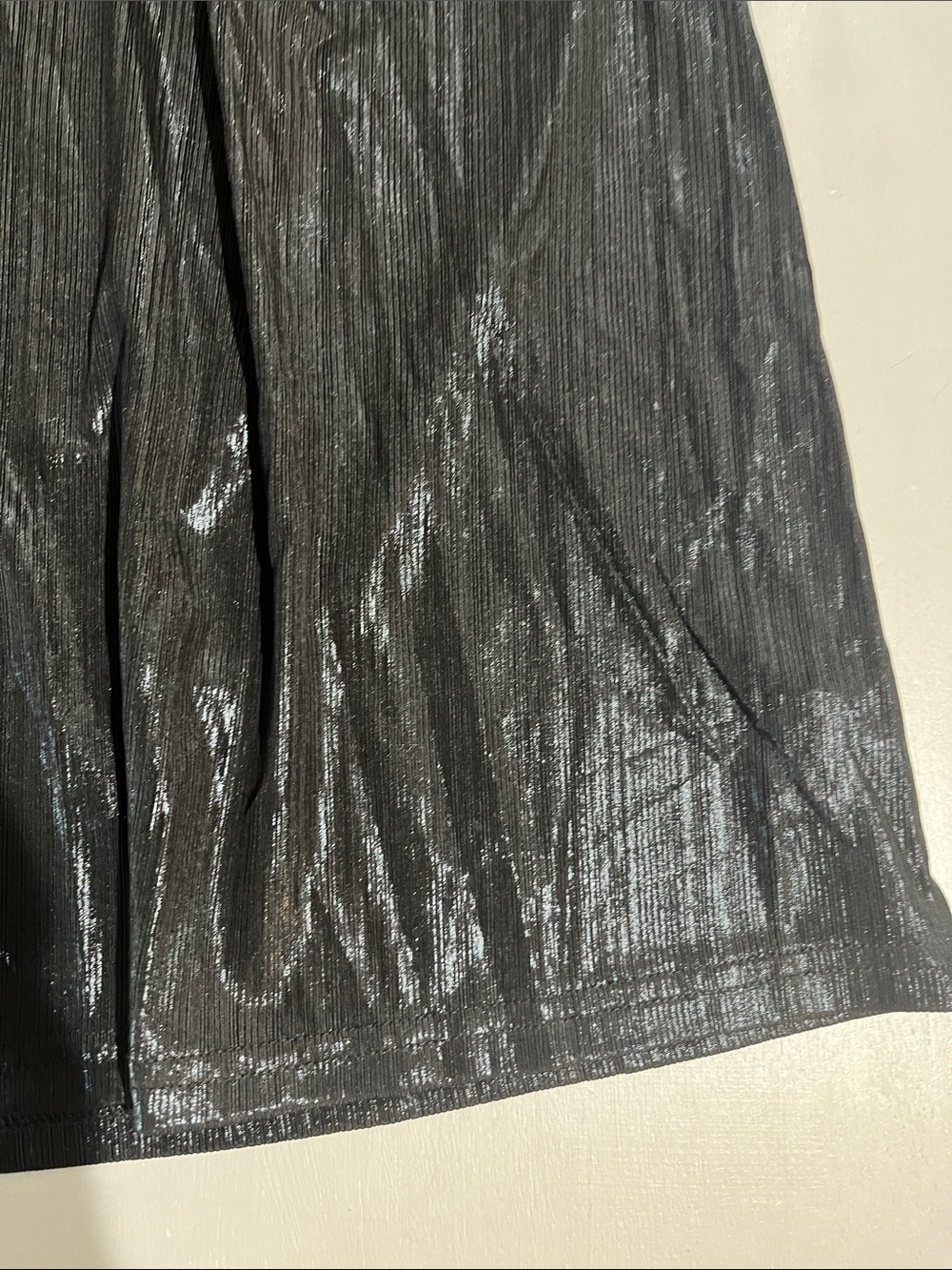 High-Neck Shimmer Sleeveless Top- Black - Picture 6 of 15